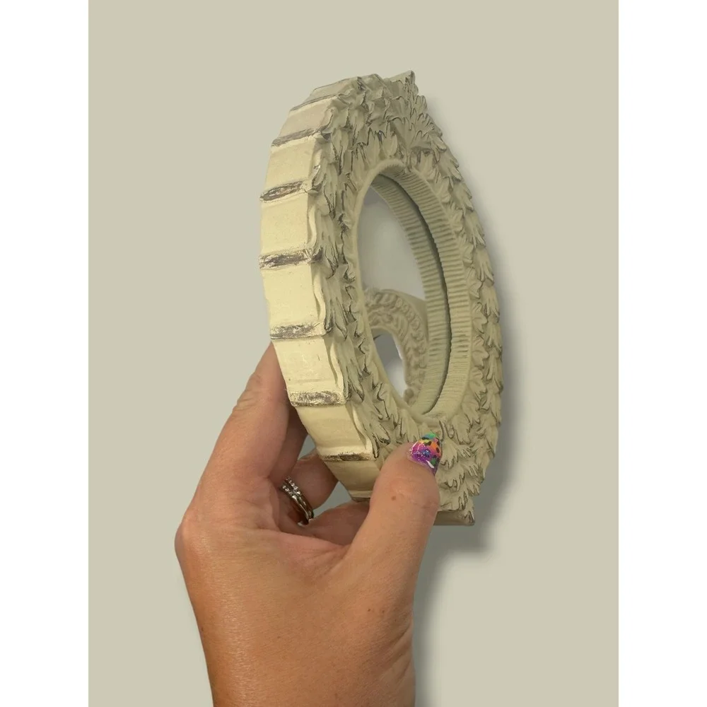 Vintage Style Ornate Round Wall Mirrors Set 2 Cream Distressed Shabby Chic